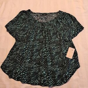 Ellos women's size 20 blouse green, black & white, New